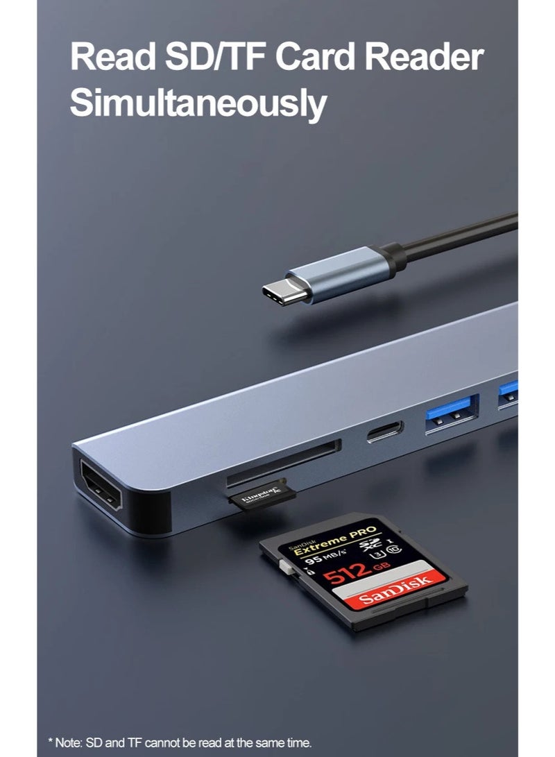 USB C Hub 7-in-1, Multi-Port Type-C Adapter Hub to 4K HDMI, Micro SD Card Reader, USB C & USB A 3.0, 100W PD, Compatible with iPad Pro, MacBook Pro, Laptops - Image 3