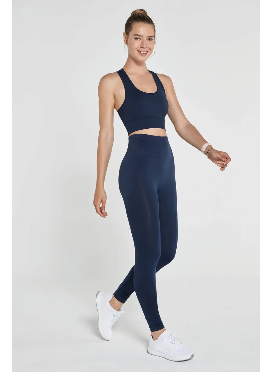 Jerf Gela High Waist, Flexible and Lifting Sports Tights Navy Blue
