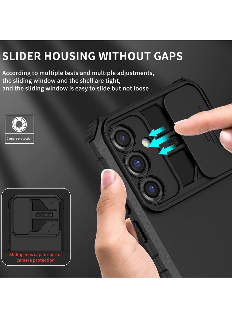 Samsung Galaxy S23 FE 5G Black Mobile Phone Case Cover, Innovative Telescopic Bracket, Sliding Protection Camera Window, Bumper Shockproof Phone Back Cover - Image 5