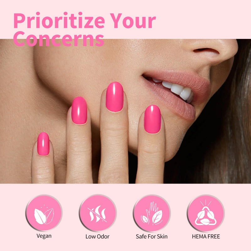 CANNI 6 Colors 9 ML Hema-Free Pink Gel Nail Polish Set, Hot Pink Purple Gel Polish Kit Light Baby Neon Colors, Soak Off LED Manicure Kit DIY at Home Salon Gifts - Image 5