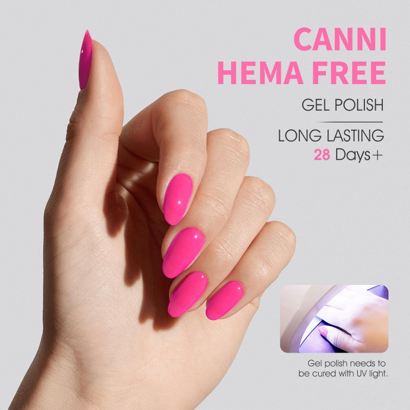 CANNI 6 Colors 9 ML Hema-Free Pink Gel Nail Polish Set, Hot Pink Purple Gel Polish Kit Light Baby Neon Colors, Soak Off LED Manicure Kit DIY at Home Salon Gifts - Image 4