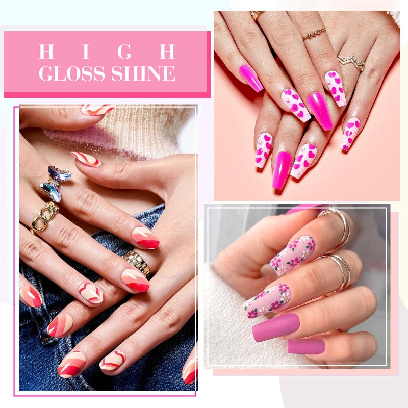 CANNI 6 Colors 9 ML Hema-Free Pink Gel Nail Polish Set, Hot Pink Purple Gel Polish Kit Light Baby Neon Colors, Soak Off LED Manicure Kit DIY at Home Salon Gifts - Image 3