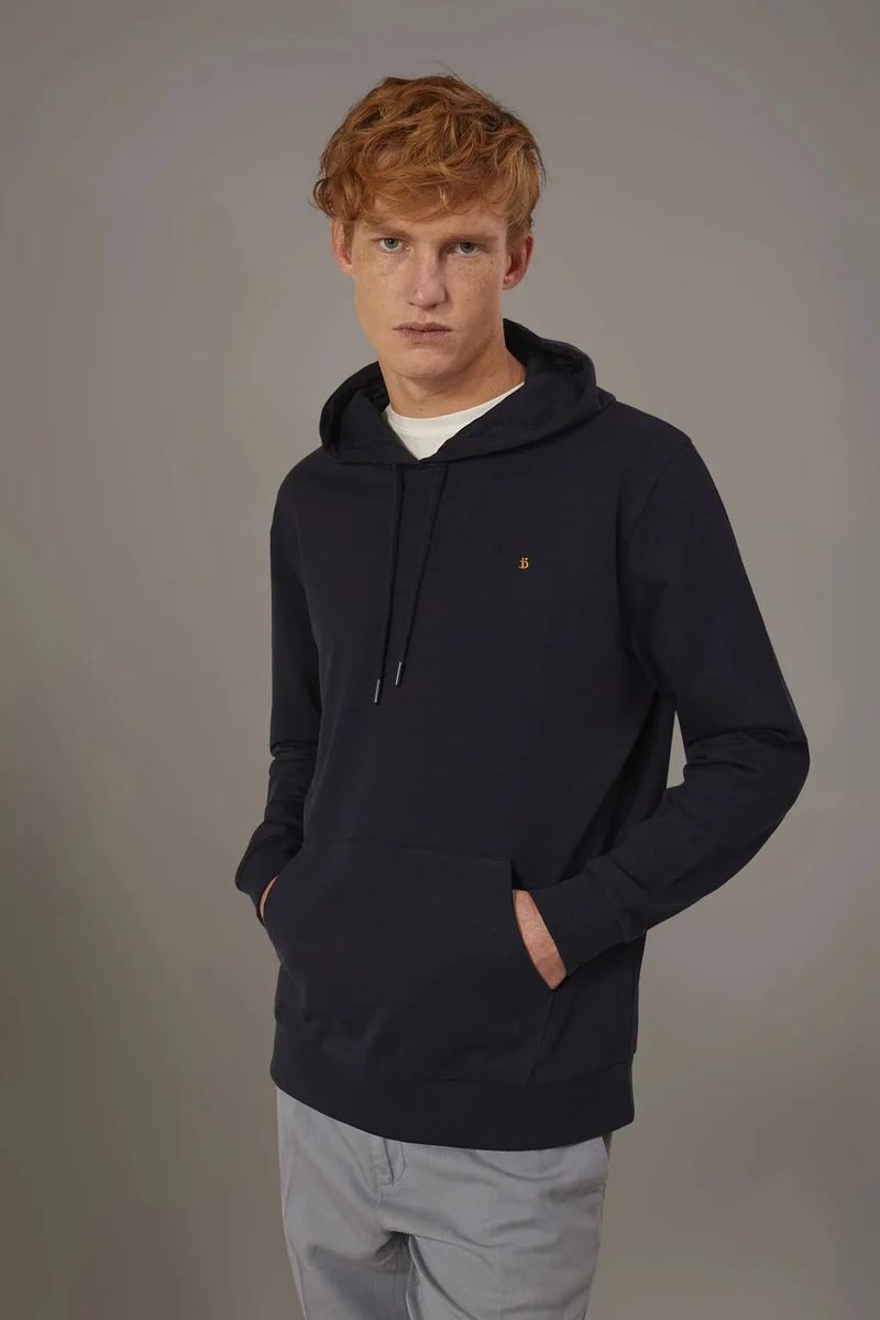 دوبل غانغر Hoodie sweatshirt 100% cotton - DK Blue