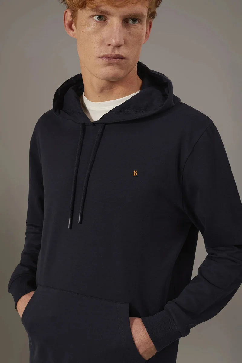 دوبل غانغر Hoodie sweatshirt 100% cotton - DK Blue
