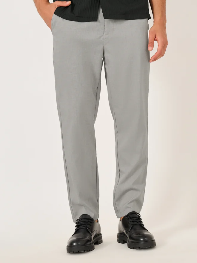 ستايلي Styli Men Solid Flat Front Chino Pants with Belt Loops