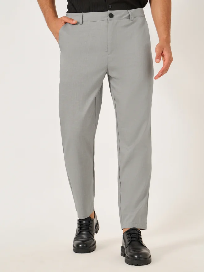Styli Styli Men Solid Flat Front Chino Pants with Belt Loops