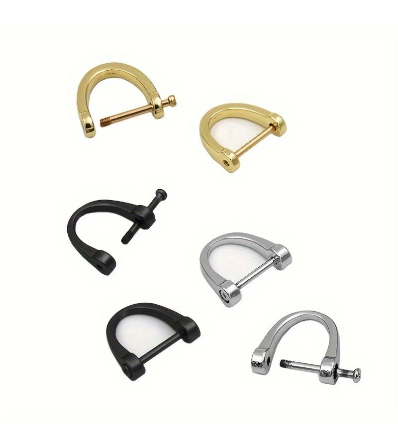 Golden 2pcs D Ring Horseshoe Shape U Shape D Rings for DIY Craft Purse Keychain Accessories - Image 1