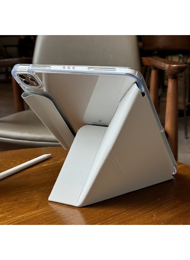 Generic - For Apple Ipadair6 Protective Shell Pro No Slot 10 Generation 10.9 Acrylic 12.9 Anti-bending Buckle Y-fold-Color:128 [y Folded Buckle | One-piece Ice Crystal] Gray-Applicable Models:Ipad Air6/ipad Air7 ( 11inch ) - Image 1