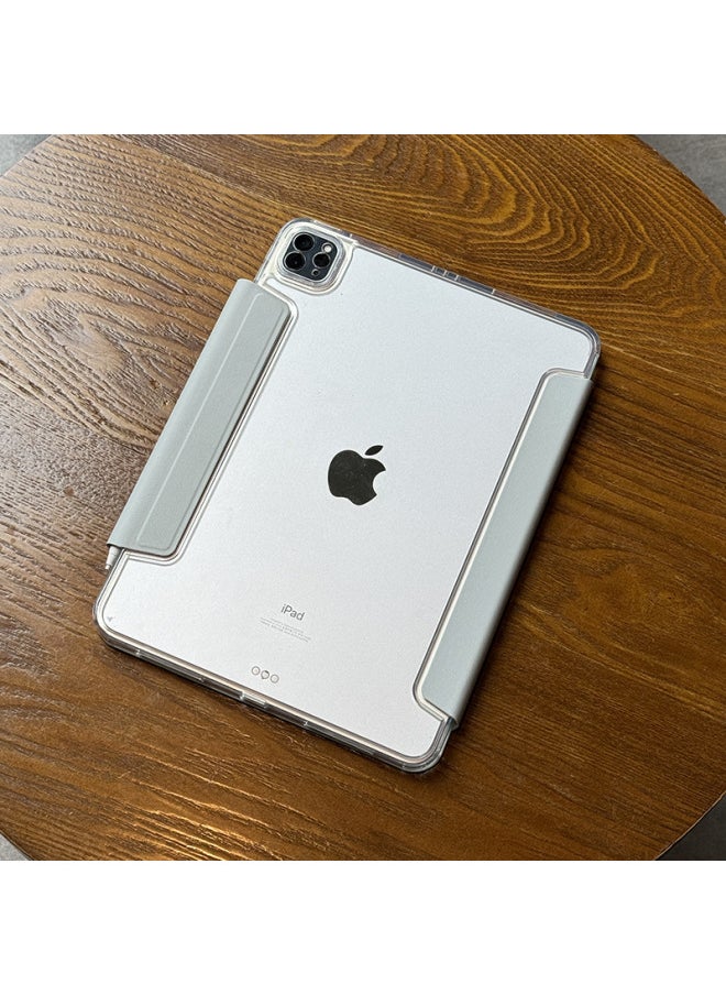 Generic - For Apple Ipadair6 Protective Shell Pro No Slot 10 Generation 10.9 Acrylic 12.9 Anti-bending Buckle Y-fold-Color:128 [y Folded Buckle | One-piece Ice Crystal] Gray-Applicable Models:Ipad Air6/ipad Air7 ( 11inch ) - Image 1