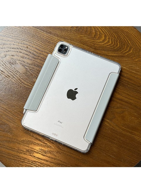For Apple Ipadair6 Protective Shell Pro No Slot 10 Generation 10.9 Acrylic 12.9 Anti-bending Buckle Y-fold-Color:128 [y Folded Buckle | One-piece Ice Crystal] Gray-Applicable Models:Ipad Air6/ipad Air7 ( 11inch )