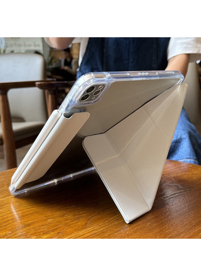 Generic - For Apple Ipadair6 Protective Shell Pro No Slot 10 Generation 10.9 Acrylic 12.9 Anti-bending Buckle Y-fold-Color:128 [y Folded Buckle | One-piece Ice Crystal] Gray-Applicable Models:Ipad Air6/ipad Air7 ( 11inch ) - Image 1