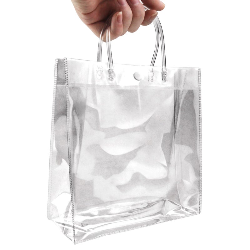 Badenbach 16 Pack Clear Gift Bags With Handles  8.7"" X 8.7"" X 3.2"" Reusable Plastic Party Favor Bags Bulk  Transparent Pvc Tote Bag For Wedding  Birthday  Bachelorette  Boutique (22?22?8 Cm) - Image 4