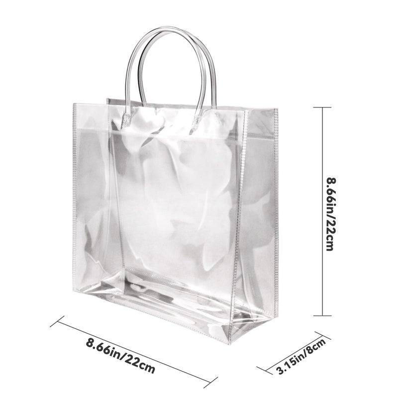 Badenbach 16 Pack Clear Gift Bags With Handles  8.7"" X 8.7"" X 3.2"" Reusable Plastic Party Favor Bags Bulk  Transparent Pvc Tote Bag For Wedding  Birthday  Bachelorette  Boutique (22?22?8 Cm) - Image 2