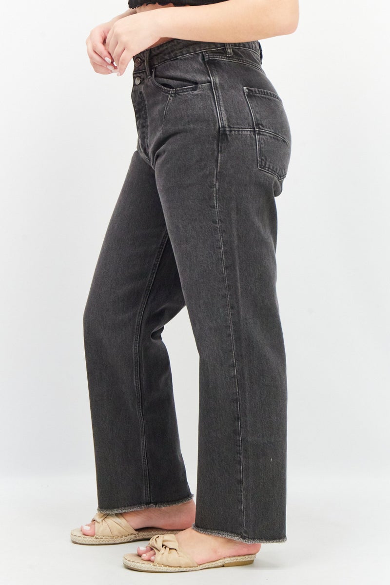 ESPRIT Women Dad Fit Wash Non Stretchable Jeans, Black - Image 3