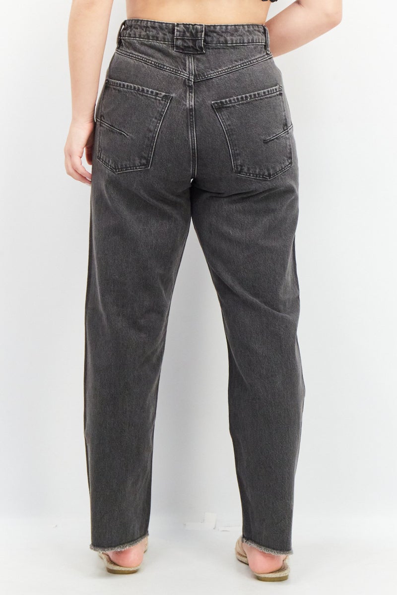 ESPRIT Women Dad Fit Wash Non Stretchable Jeans, Black - Image 2