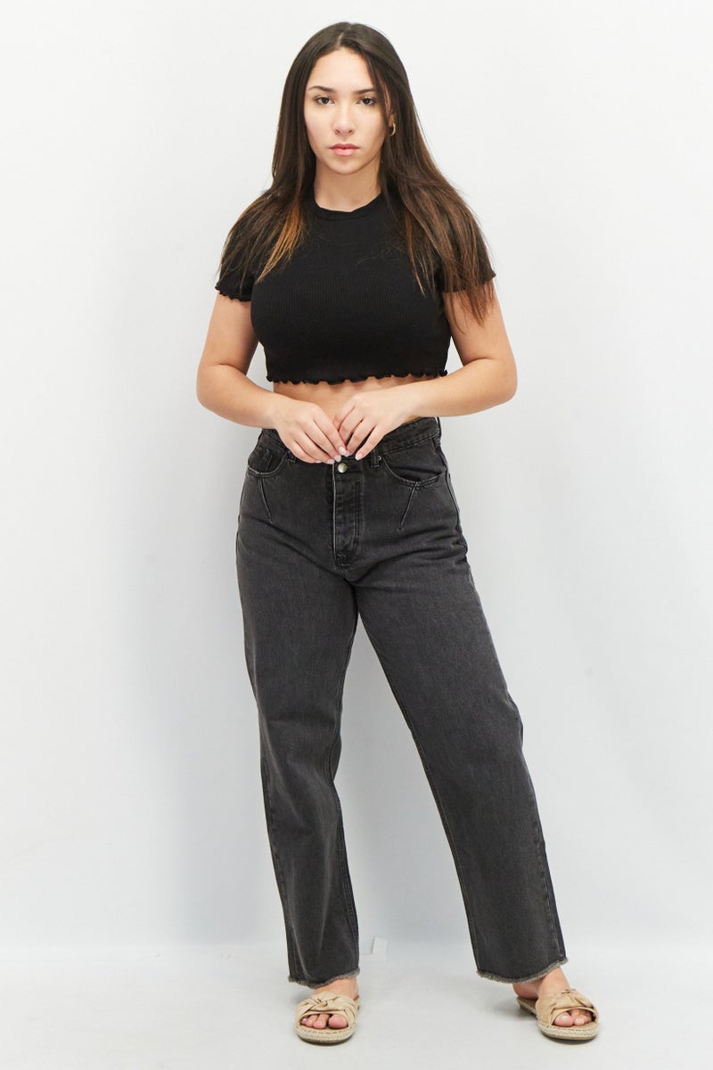 ESPRIT Women Dad Fit Wash Non Stretchable Jeans, Black - Image 4