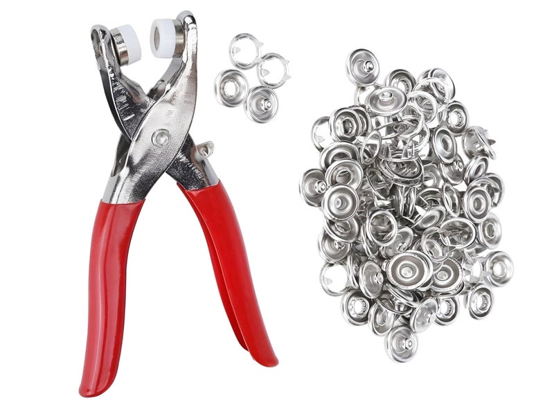 AARKRI SALES Stainless Steel Thickened Snap Fasteners Kit Metal Copper Five Claw Buckle Set with Hand Pressure Pliers Tool DIY Sewing Buttons Set for Clothing Sewing and Crafting Revat Machine - Image 1