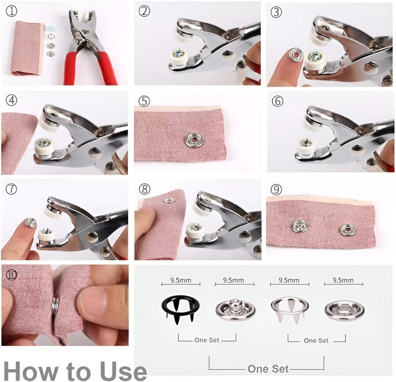 AARKRI SALES Stainless Steel Thickened Snap Fasteners Kit Metal Copper Five Claw Buckle Set with Hand Pressure Pliers Tool DIY Sewing Buttons Set for Clothing Sewing and Crafting Revat Machine - Image 4