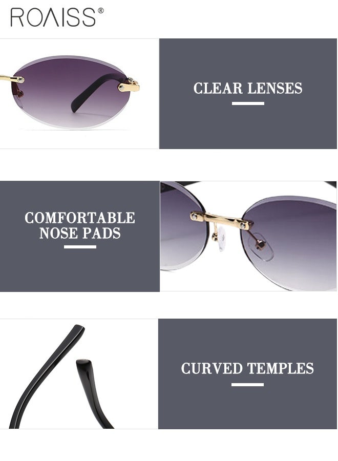 roaiss 2Pcs Oval Rimless Sunglasses for Women, UV400 Protection Sun Glasses, Fashion Decorative Eyewear for Outdoor Party Street Photography - Image 5