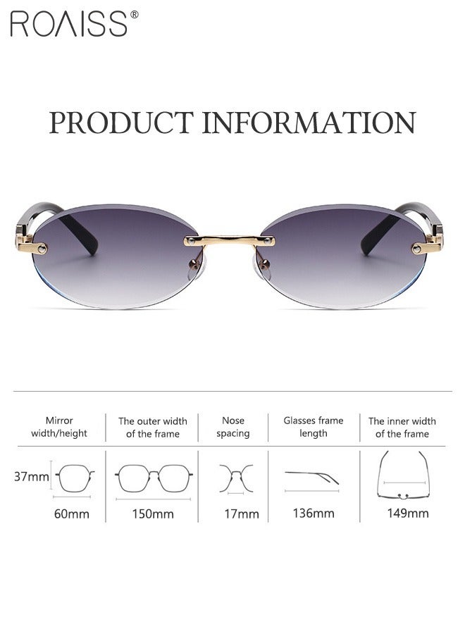 roaiss 2Pcs Oval Rimless Sunglasses for Women, UV400 Protection Sun Glasses, Fashion Decorative Eyewear for Outdoor Party Street Photography - Image 3