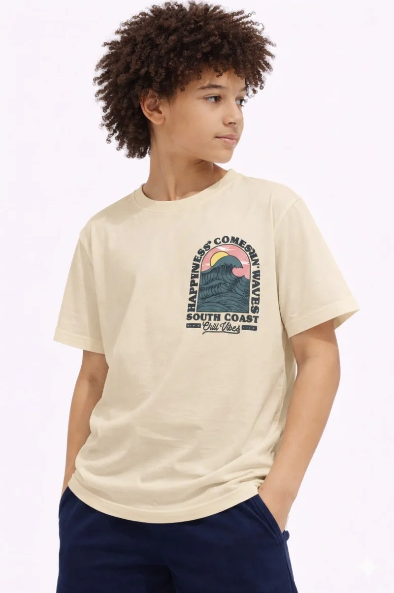 فكتور اند جين Boys’ Relaxed Fit T-Shirt – “California” Graphic Tee (Front & Back Print)