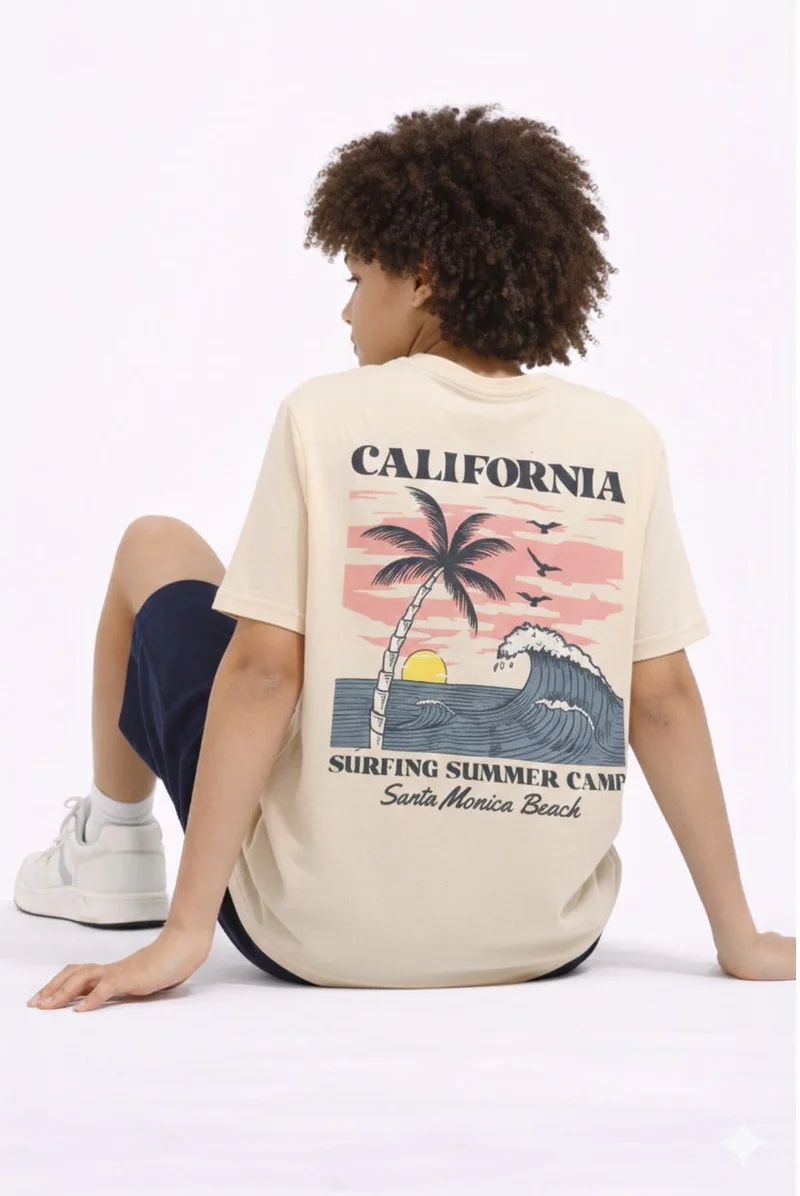 فكتور اند جين Boys’ Relaxed Fit T-Shirt – “California” Graphic Tee (Front & Back Print)