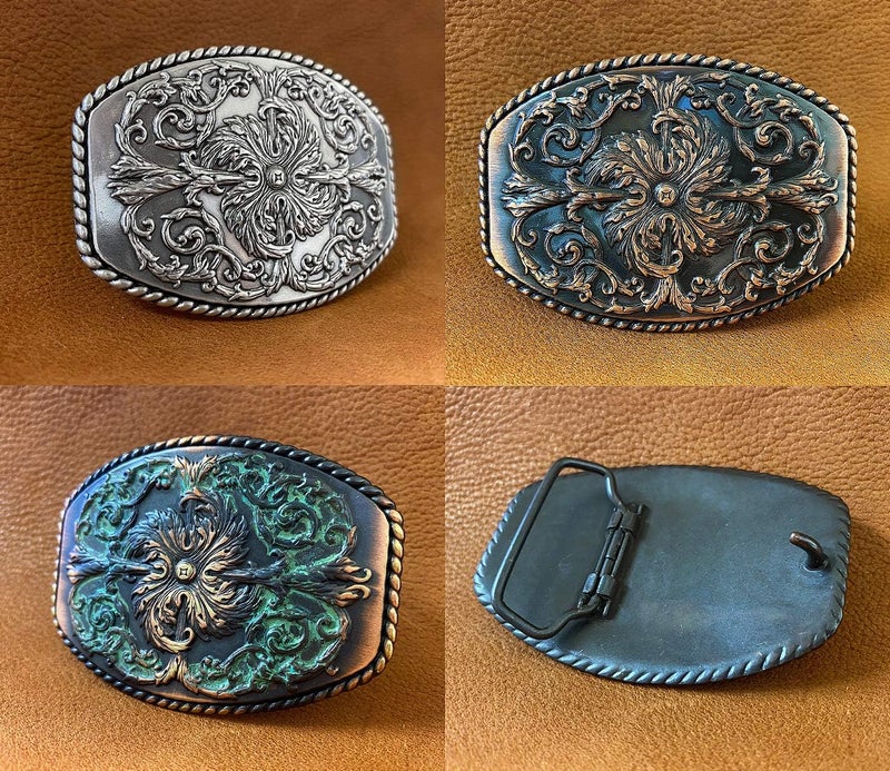 Belts.com Western Antique Floral Engraved Rope Edge Design Belt Buckle Fits 1-1/2"(38mm) Wide Belt - Image 3