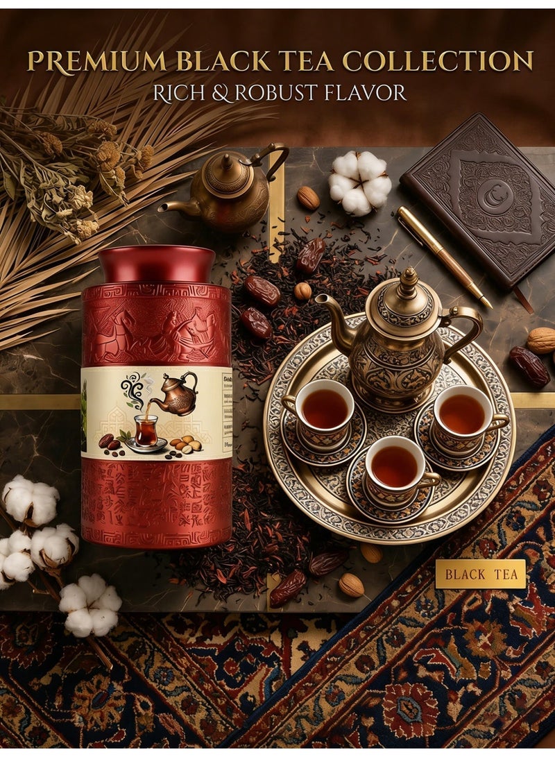 هدية شاي أسود فاخر أوراق كاملة في علبة معدنية (تين) 270 جرام مع كيس هدية أنيق - هدية الإفطار والزيارة المثالية رمضان 2026 | تغليف احتفالي - Image 4