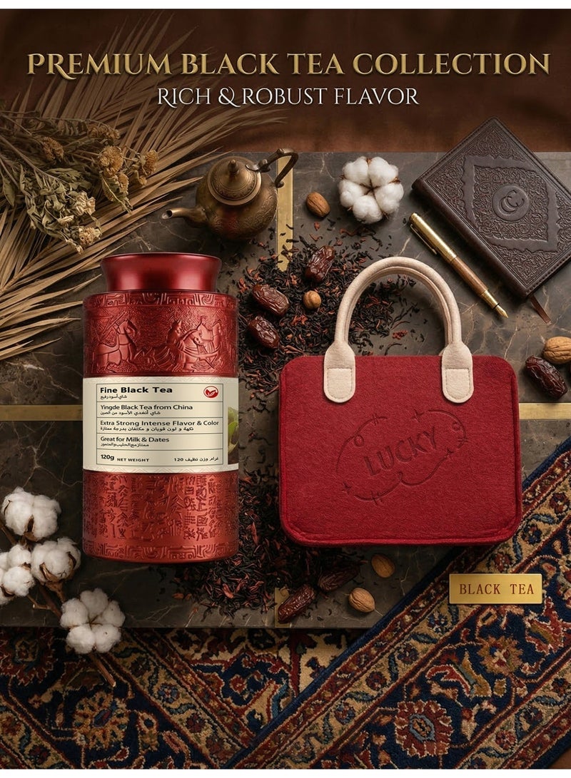 هدية شاي أسود فاخر أوراق كاملة في علبة معدنية (تين) 270 جرام مع كيس هدية أنيق - هدية الإفطار والزيارة المثالية رمضان 2026 | تغليف احتفالي - Image 5