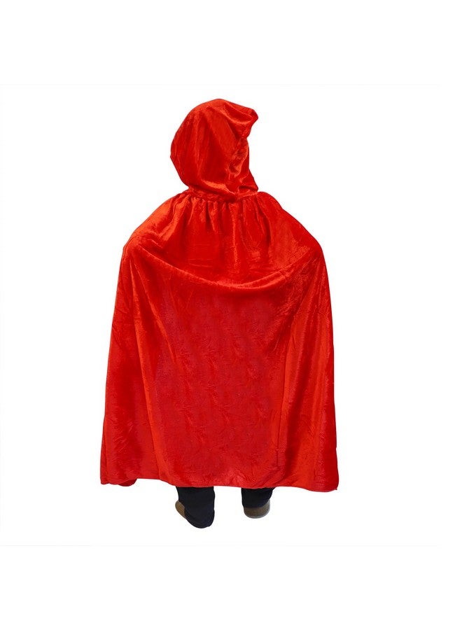Clobeau Kids Halloween Christmas Costumes Cape Velvet Hooded Cosplay Party Cloak Wizard Robe Red - Image 3