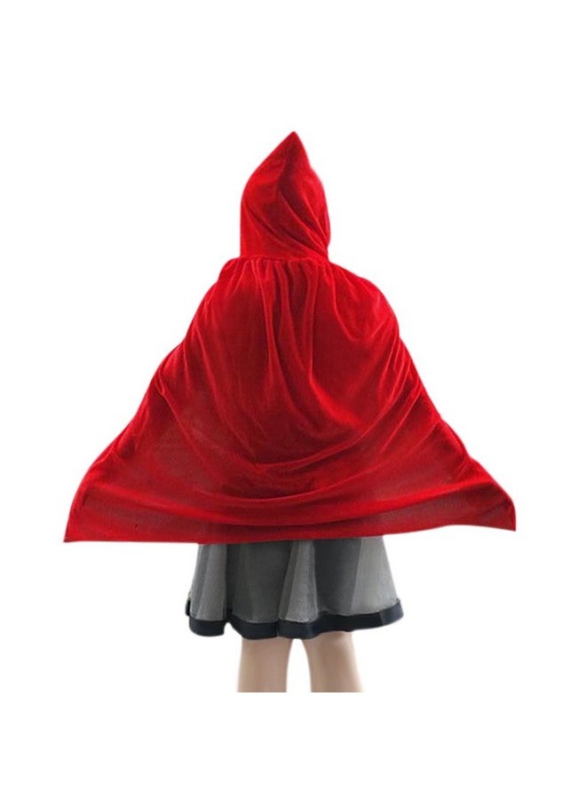 Clobeau Kids Halloween Christmas Costumes Cape Velvet Hooded Cosplay Party Cloak Wizard Robe Red - Image 4
