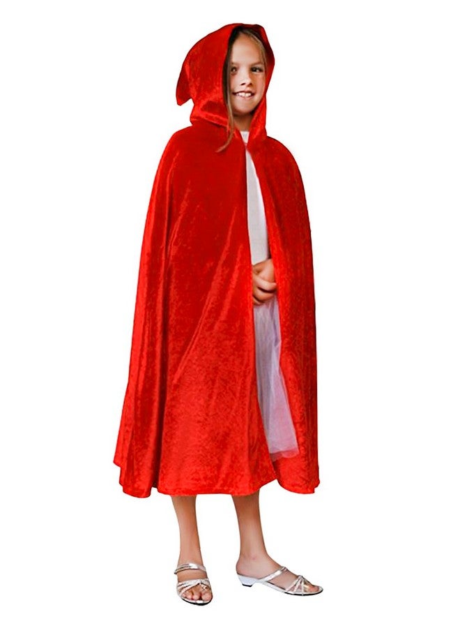 Clobeau Kids Halloween Christmas Costumes Cape Velvet Hooded Cosplay Party Cloak Wizard Robe Red - Image 5