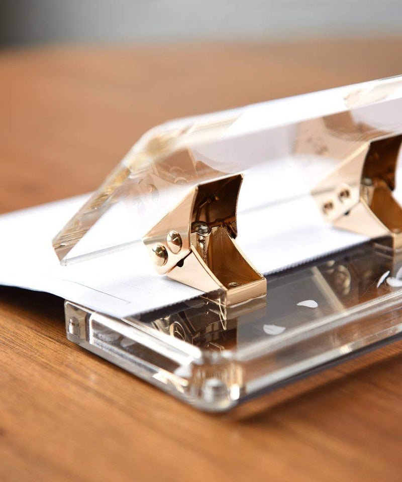 russell+hazel Acrylic Mini Hole Punch, Clear with Gold-Toned Hardware, 8.5” x 2.75” x 2.75” - Image 2