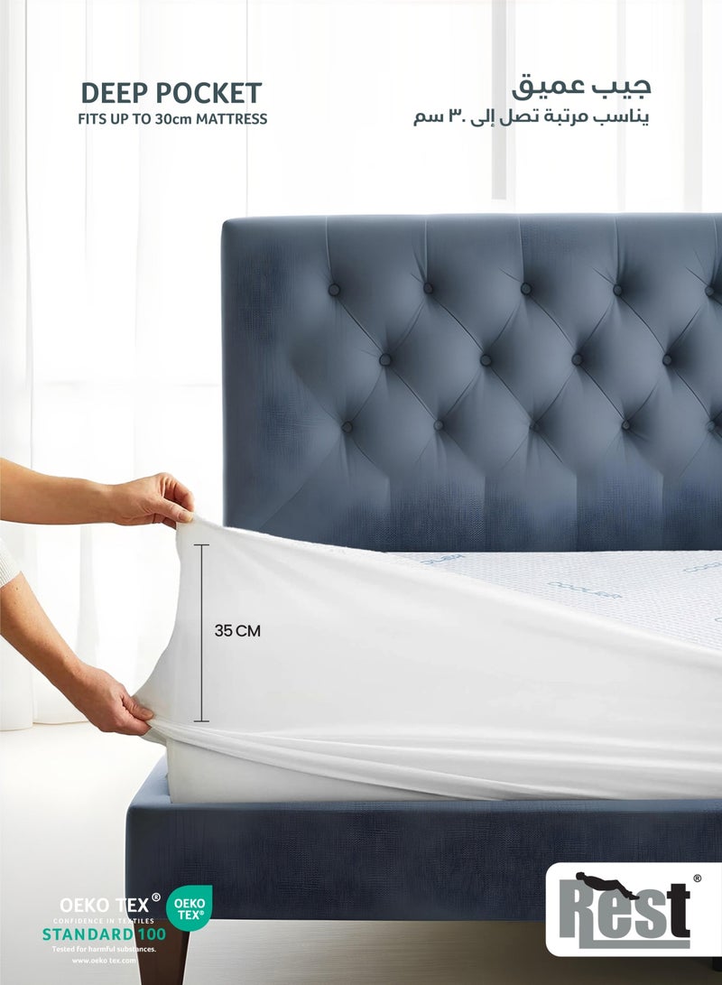 Rest Premium Coolent Mattress Protector 200x200+35CM Breathable & Waterproof - Image 2