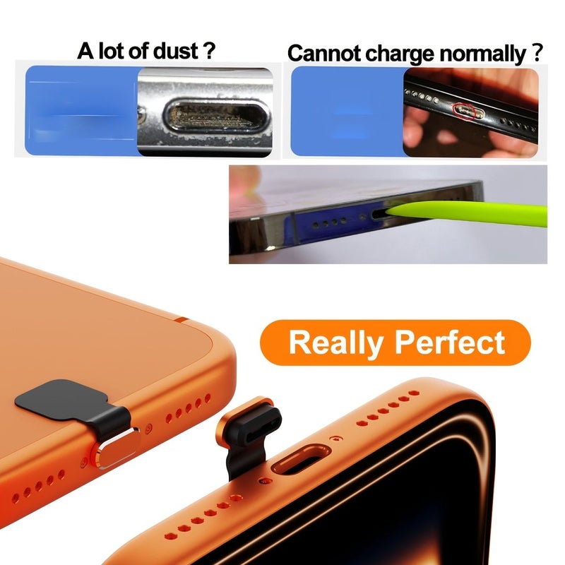 Silvery Type C Anti Lost Dust Plug Metal Speaker Mesh Cover For iPhone 17 Pro - Image 3