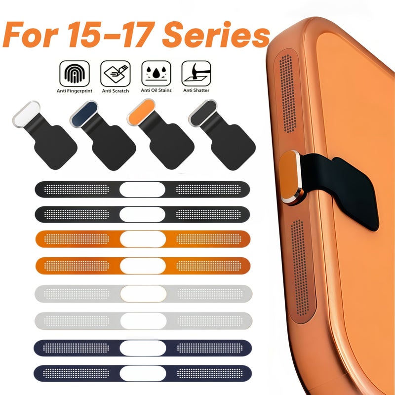 Silvery Type C Anti Lost Dust Plug Metal Speaker Mesh Cover For iPhone 17 Pro - Image 1