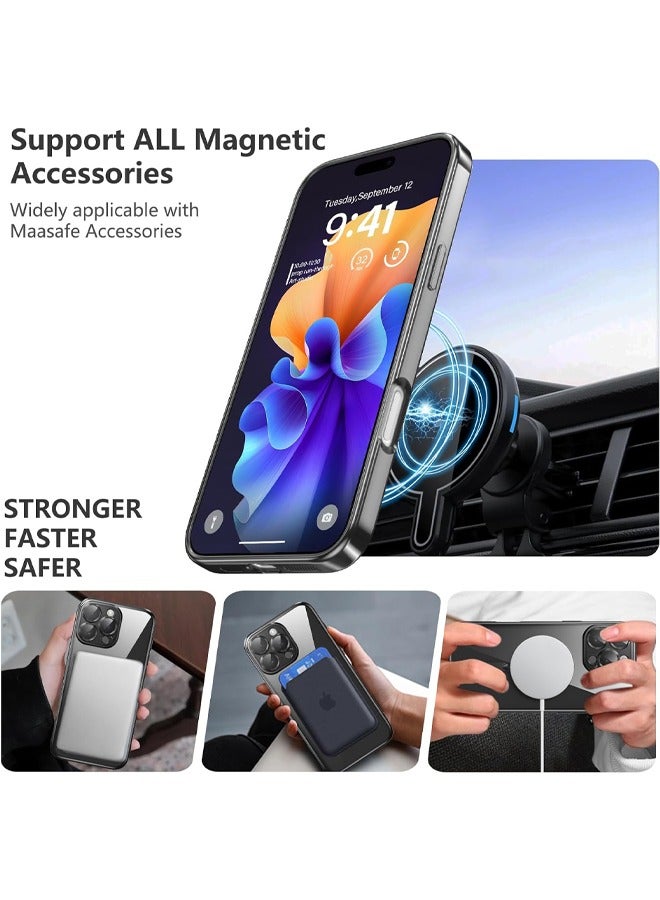 جراب iPhone 16 Pro مع واقي لعدسة الكاميرا، 【متوافق مع MagSafe】 【مضاد للخدش والسقوط】 【مقاوم للصدمات】 【مقاوم للاصفرار】 جراب مغناطيسي متين مطلي بالكهرباء من مادة TPU لهاتف iPhone 16 Pro للنساء والرجال، - Image 3