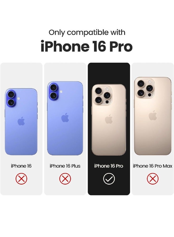 جراب iPhone 16 Pro مع واقي لعدسة الكاميرا، 【متوافق مع MagSafe】 【مضاد للخدش والسقوط】 【مقاوم للصدمات】 【مقاوم للاصفرار】 جراب مغناطيسي متين مطلي بالكهرباء من مادة TPU لهاتف iPhone 16 Pro للنساء والرجال، - Image 2