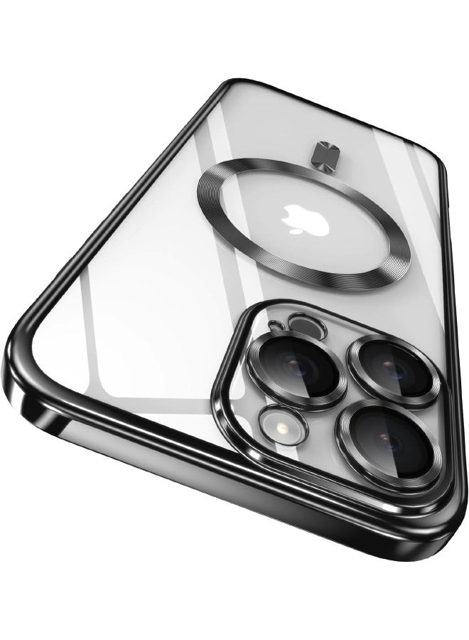 جراب iPhone 16 Pro مع واقي لعدسة الكاميرا، 【متوافق مع MagSafe】 【مضاد للخدش والسقوط】 【مقاوم للصدمات】 【مقاوم للاصفرار】 جراب مغناطيسي متين مطلي بالكهرباء من مادة TPU لهاتف iPhone 16 Pro للنساء والرجال، - Image 1