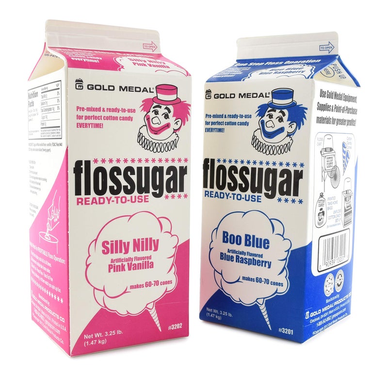 Gold Medal Variety Candy Flossugar (Blue Raspberry and Pink Vanilla) , 52 oz - 1/2 Gallon, 2 Pack - Image 1