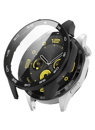HUAWEI WATCH GT 46mm Case with 9H Tempered Glass Screen Protector, Unique  Design Hard PC Waterproof Cover, Touch Sensitive Full Coverage Accessories 