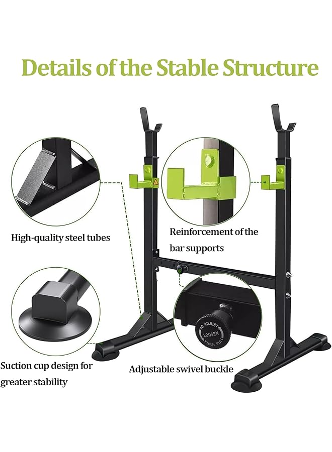 MANYUK Squat Rack Adjustable Power Rack Bench Press Rack Barbell Rack Stand for Home Gym Strength Training Fitness Workout 230kg Max Load - Image 3