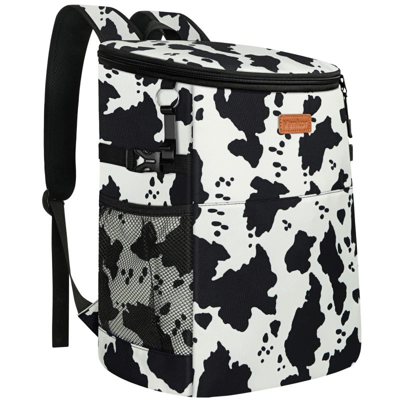 Vankor Camping Cooler Backpack 45 Cans, Soft Backpack Coolers Insulated Leak Proof Travel Cooler Bag Waterproof Lunch Picnic Beach Work Trip Thermal Bag Drink Beverage Beer Cooler Black White Spots - Image 1