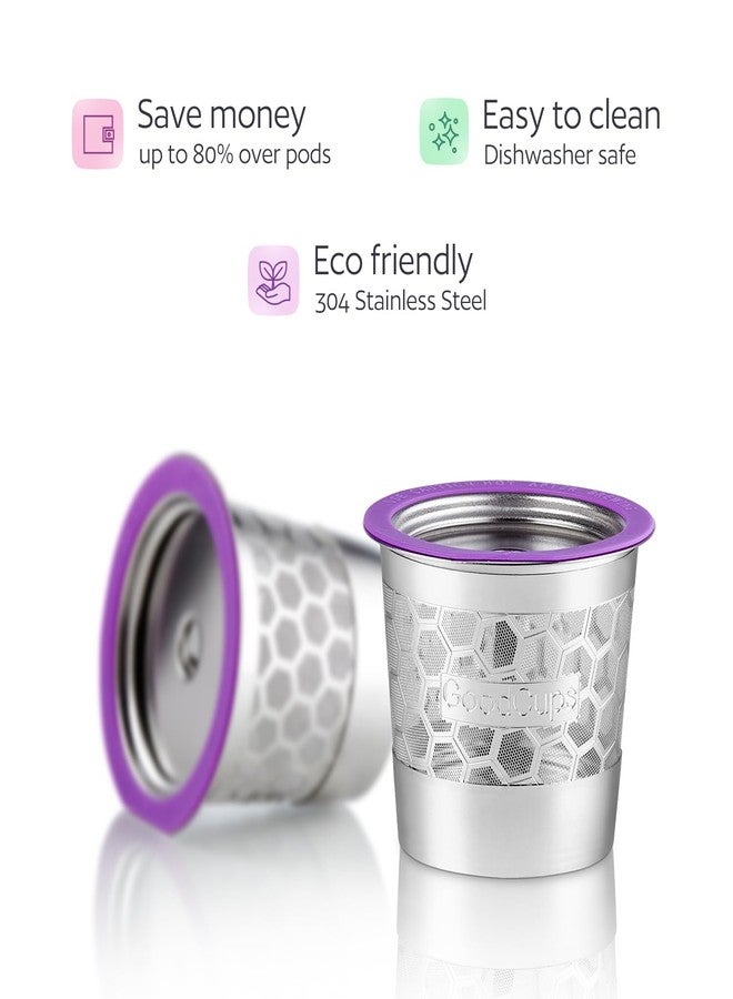 GoodCups 2 Stainless Steel Reusable K Cups with Replacement Pod Holder for Keurig K-Express, K-Mini, K-Classic, K-Elite, K-Café, K-Duo, K-Select, K-Compact Coffee Makers - Image 4