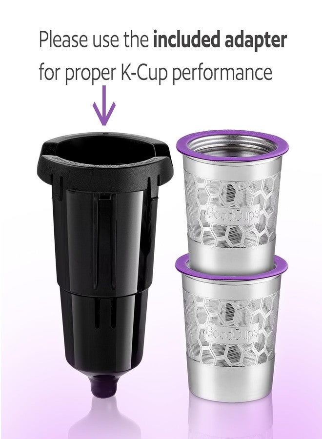 GoodCups 2 Stainless Steel Reusable K Cups with Replacement Pod Holder for Keurig K-Express, K-Mini, K-Classic, K-Elite, K-Café, K-Duo, K-Select, K-Compact Coffee Makers - Image 3