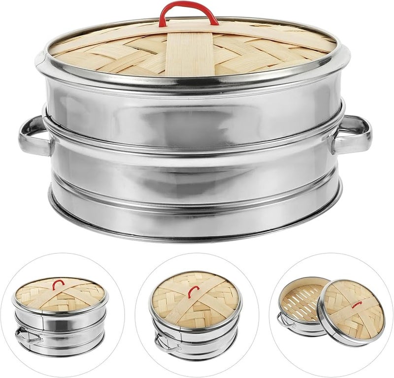 أونومور سلة بخارية من الفولاذ المقاوم للصدأ مع غطاء للزلابية والخبز والدمسم - Image 5