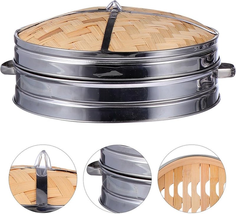 أونومور سلة بخارية من الفولاذ المقاوم للصدأ مع غطاء للزلابية والخبز والدمسم - Image 4