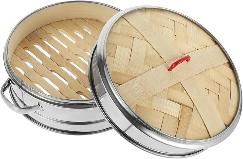 أونومور سلة بخارية من الفولاذ المقاوم للصدأ مع غطاء للزلابية والخبز والدمسم - Image 1