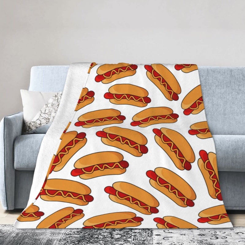 Hot Dog Food Throw Blanket Super Soft Warm Bed Blankets for Couch Bedroom Sofa Office Car All Season Cozy Flannel Plush Blanket for Girls Boys Adults 60X50