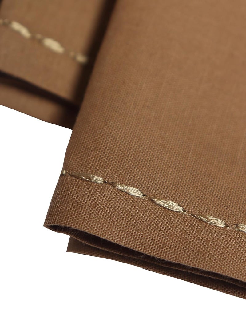 Zeba World Dinner Table Napkins 100% Cotton Set of 6 pcs | Embroidered Chawal Taka | Washable and Reusable Napkins for Dinner Table - Golden Brown - 16x16 inches (40x40cms) (Pack of 6) - Image 4